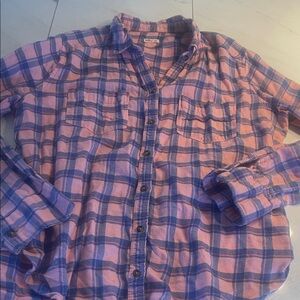 Hollister Pink and Purple Plaid Button-Up